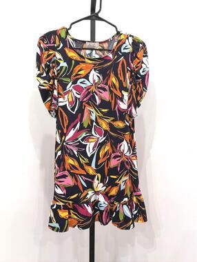 Ivy Lane Black Floral Print Puff Sleeve Ruffle Hem Mini Dress
